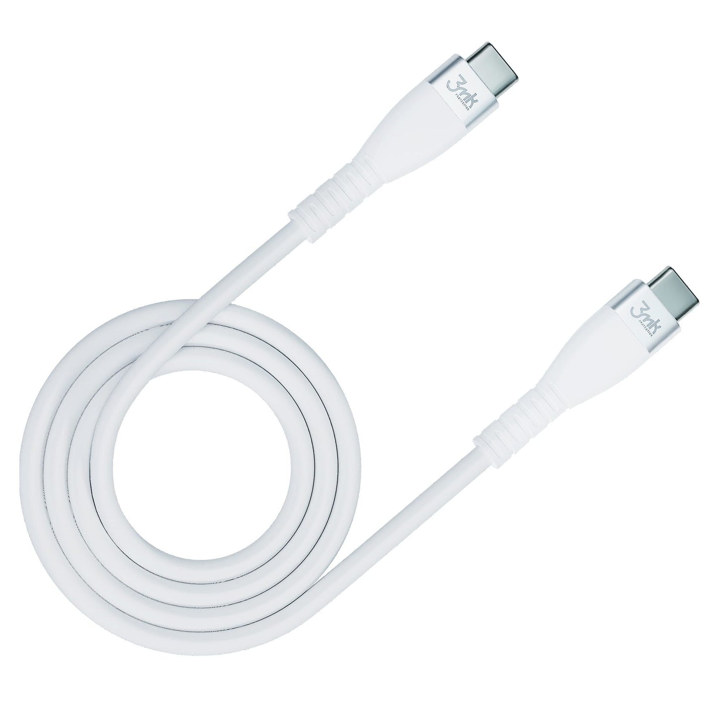 Câble de données et de charge USB-C - USB-C 3MK Hyper Silicone, 60W, 1m, Blanc