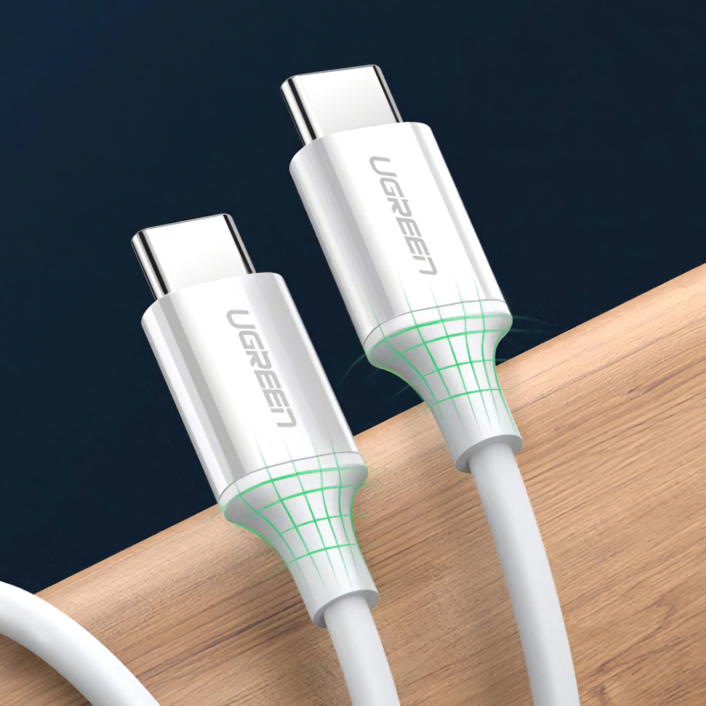 Câble de données et de charge USB-C - USB-C UGREEN US264, 60W, 1m, blanc