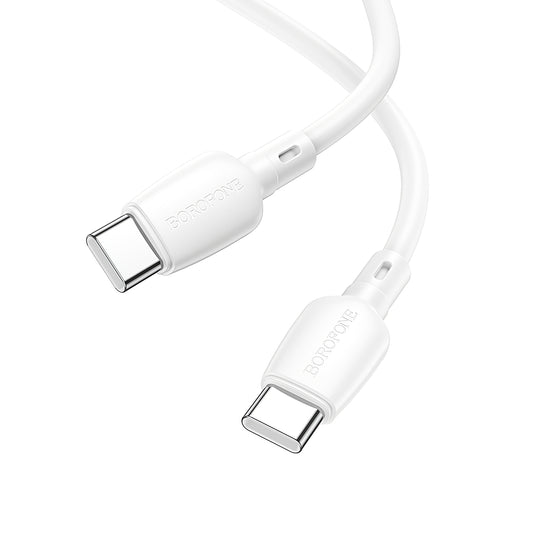Câble de données et de charge USB-C - USB-C Borofone BX93, 60W, 1m, blanc