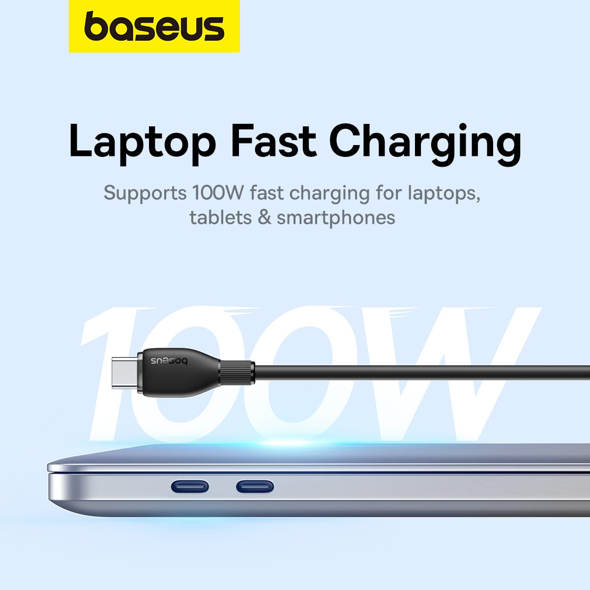 Câble de données et de charge USB-C - USB-C Baseus Pudding, 100W, 1.2m, Noir P10355702111-00