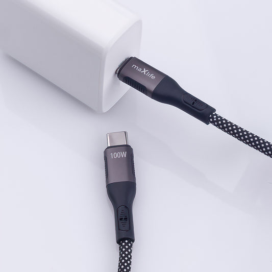 Câble de Données et de Charge USB-C - USB-C MaXlife MXUC-11 Magnétique, 100W, 1m, Noir