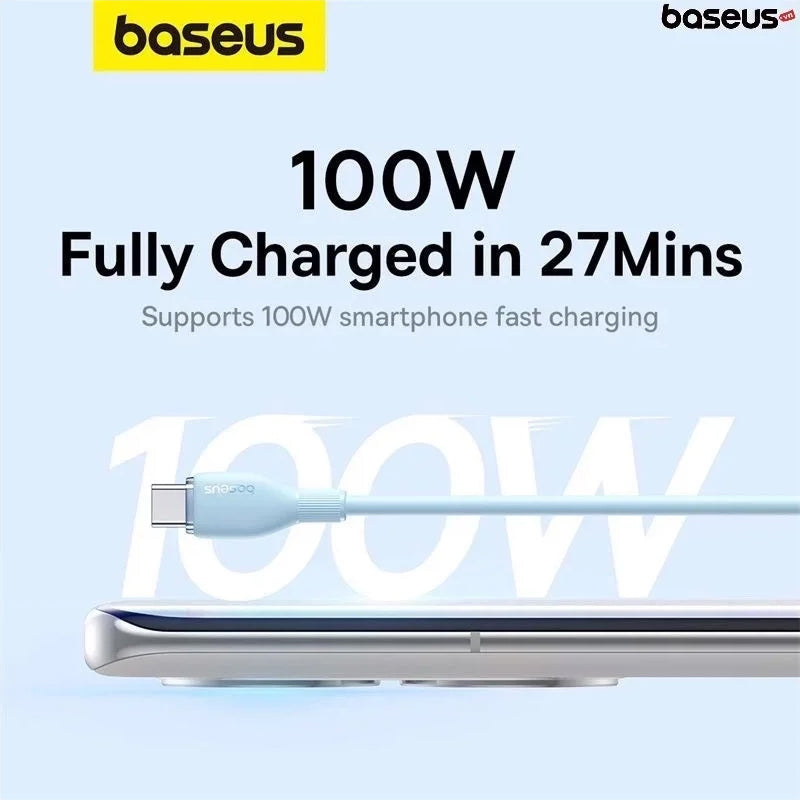 Câble de Données et de Charge USB-A - USB-C Baseus Pudding, 100W, 2m, Bleu P10355703311-01