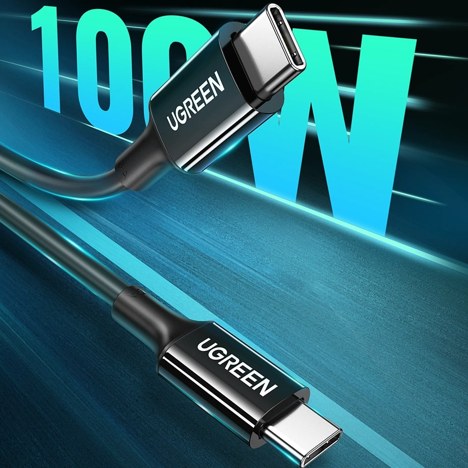 Câble de Données et de Charge USB-C - USB-C UGREEN US300, 100W, 2m, Noir