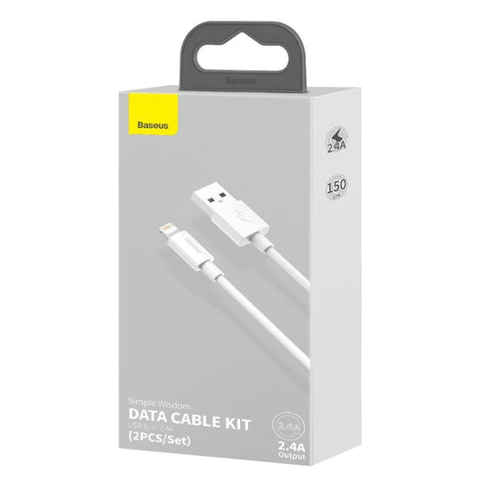 Câble de données et de charge USB-A - Lightning Baseus Simple Wisdom, 18W, 1.5m, Set 2 pieces, White TZCALZJ-02