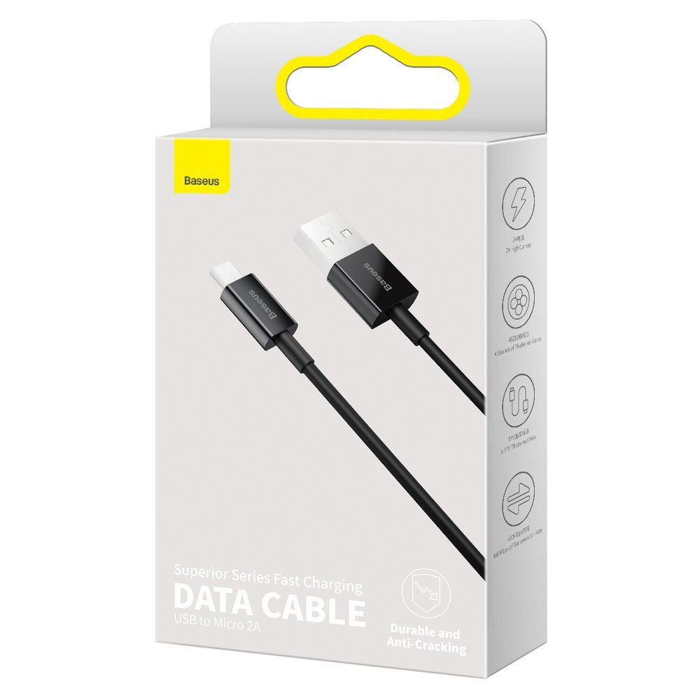 Câble de données et de charge USB-A - microUSB Baseus Superior Series, 18W, 1m, Noir CAMYS-01