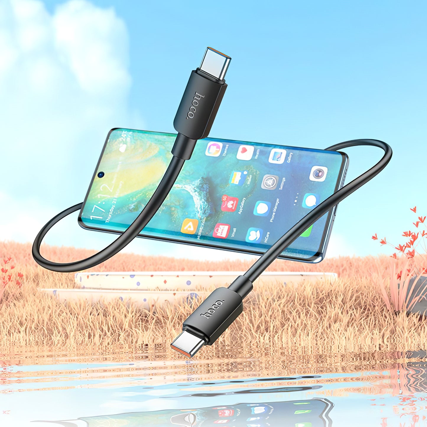 Câble de Données et de Charge USB-C - USB-C HOCO X96, 100W, 1m, Noir