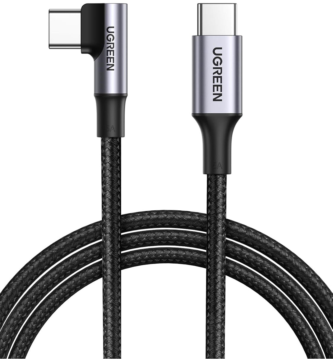 Câble de données et de charge USB-C - USB-C UGREEN US334 Angulé, 100W, 1m, Noir