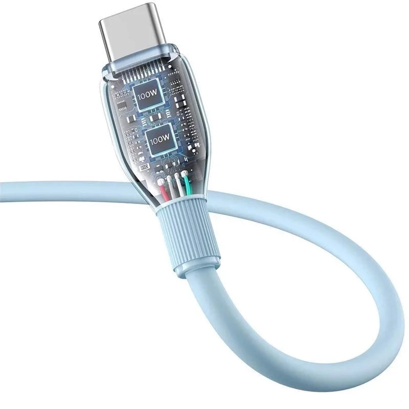 Câble de Données et de Charge USB-A - USB-C Baseus Pudding, 100W, 2m, Bleu P10355703311-01
