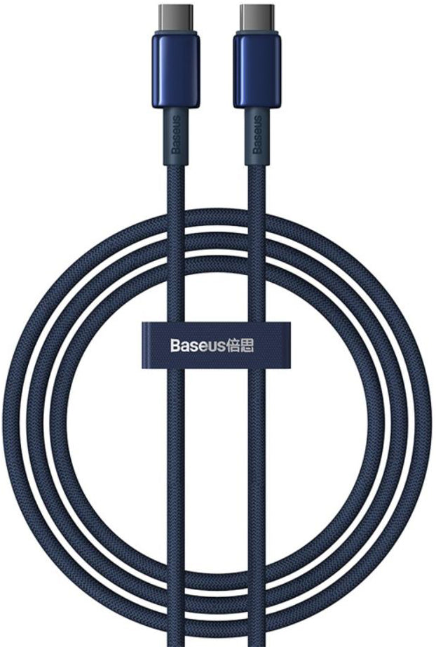 Câble de Données et de Charge USB-C - USB-C Baseus Tungsten Gold, 100W, 1m, Bleu Marine P10319800321-03