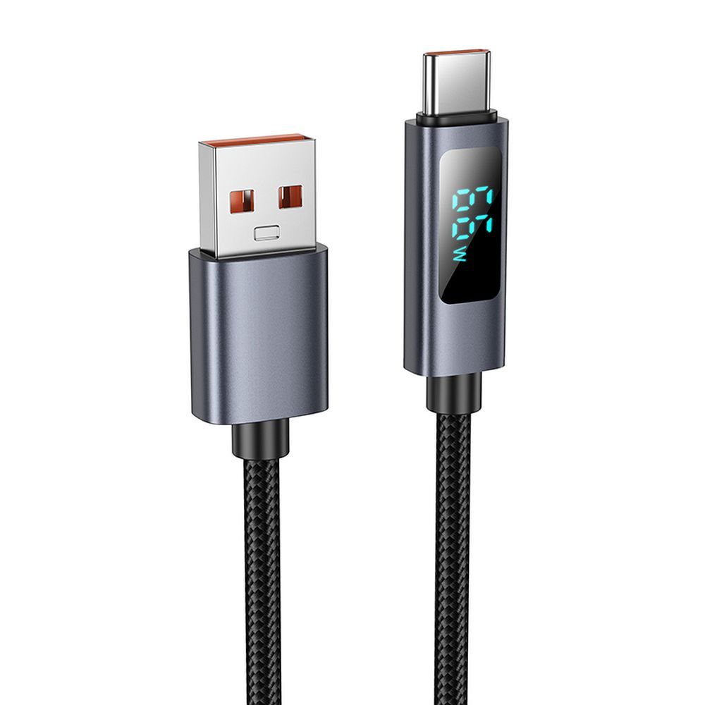 Câble de Données et de Charge USB-A - USB-C HOCO Display X112, 100W, 1m, Noir
