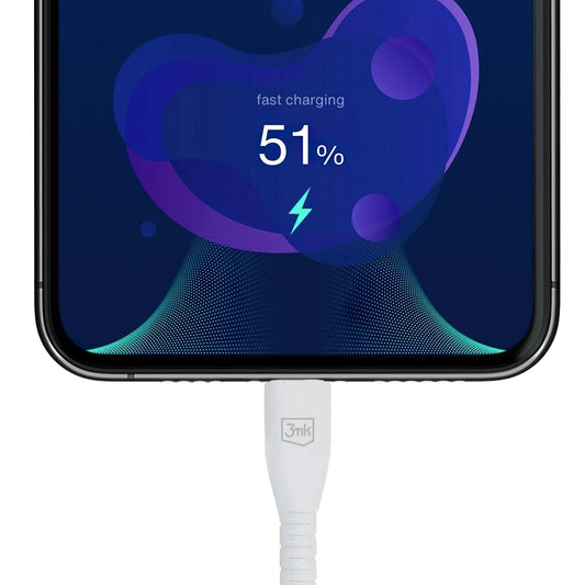 Câble de Données et de Charge USB-A - Lightning 3MK Hyper, 12W, 1.2m, Blanc