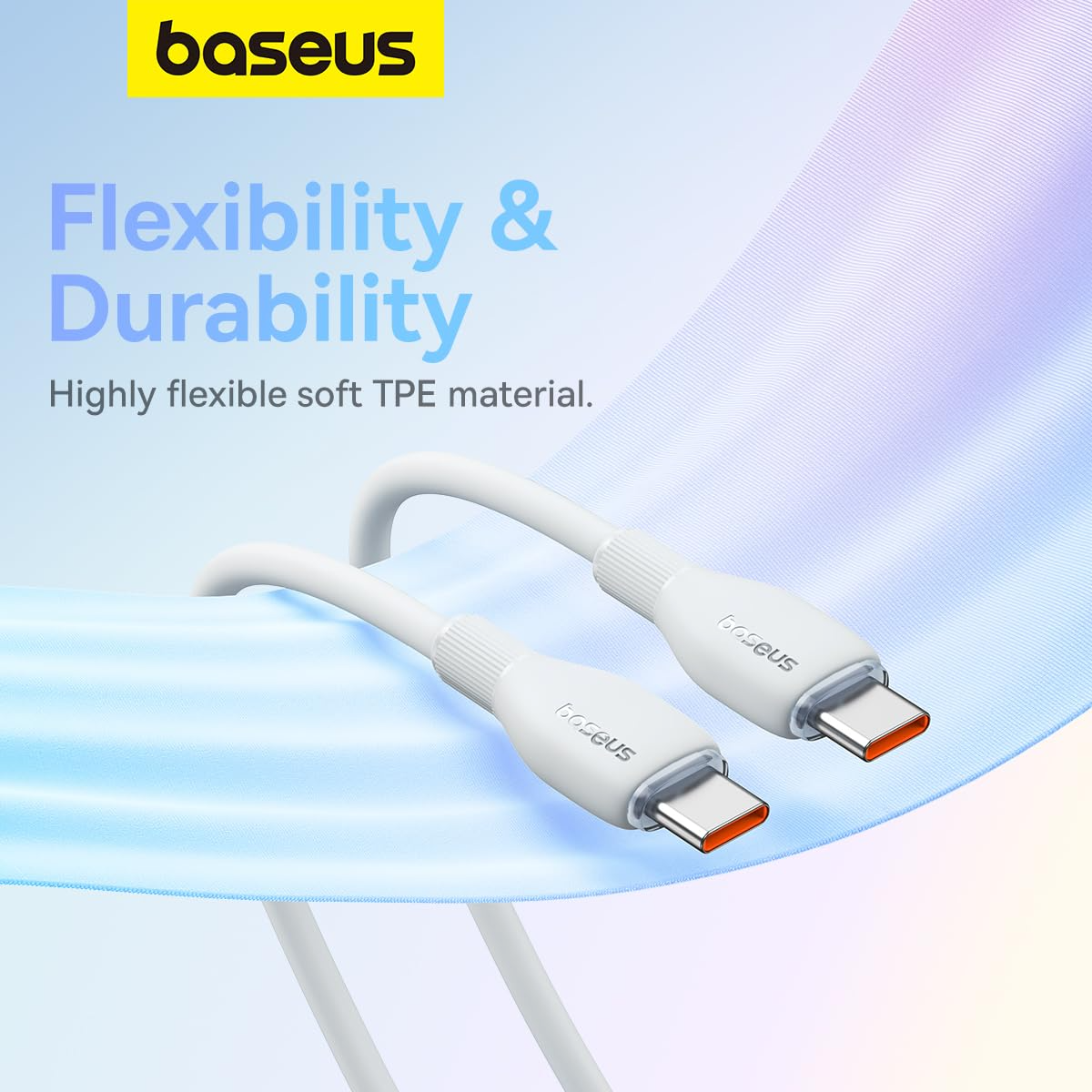 Câble de Données et de Charge USB-C - USB-C Baseus Pudding, 100W, 1.2m, Blanc P10355702221-00