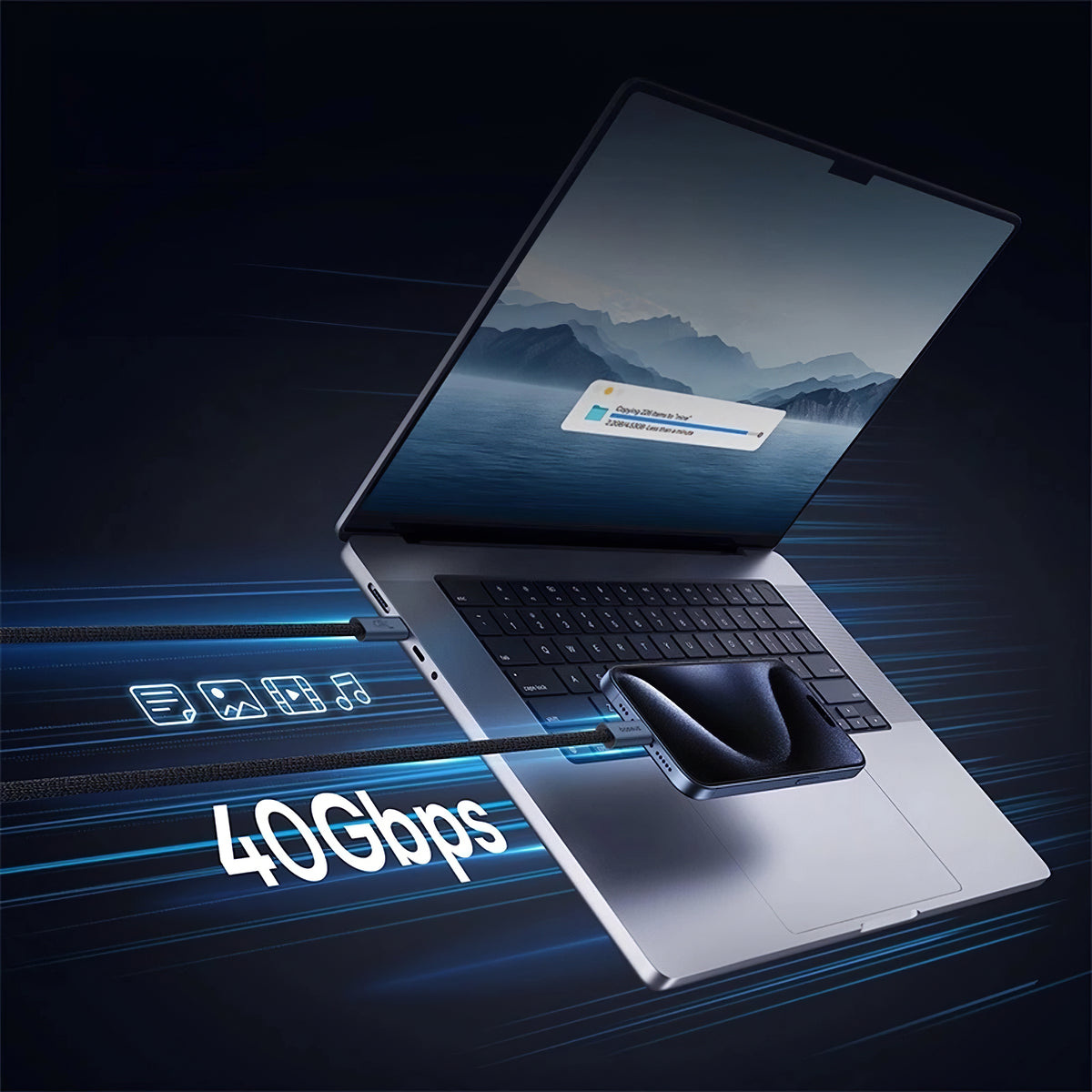 Câble de Données et de Charge USB-C - USB-C Baseus Flash Series II, 240W, 1m, Noir P10311803111-00