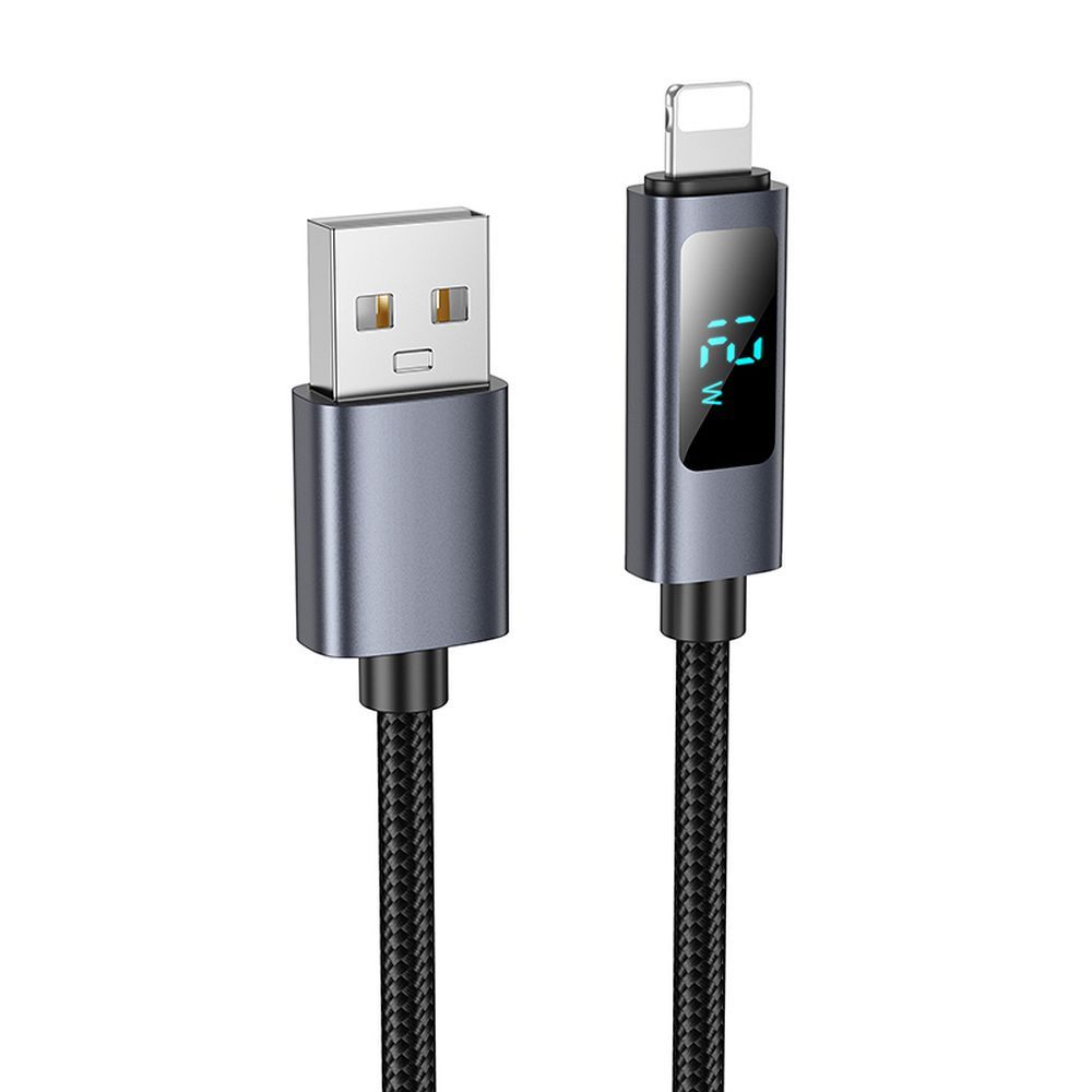 Câble de Données et de Charge USB-A - Lightning HOCO Display X112, 18W, 1m, Noir