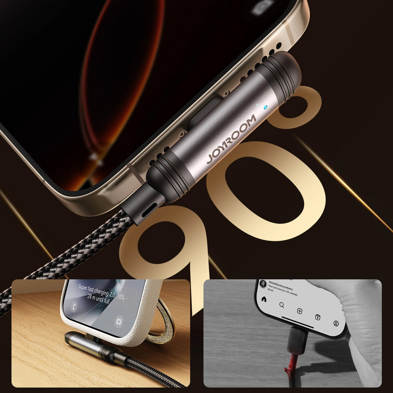 Câble de Données et de Charge USB-A - USB-C Joyroom S-A56 EnjoyX Angled, 20W, 1.2m, Noir