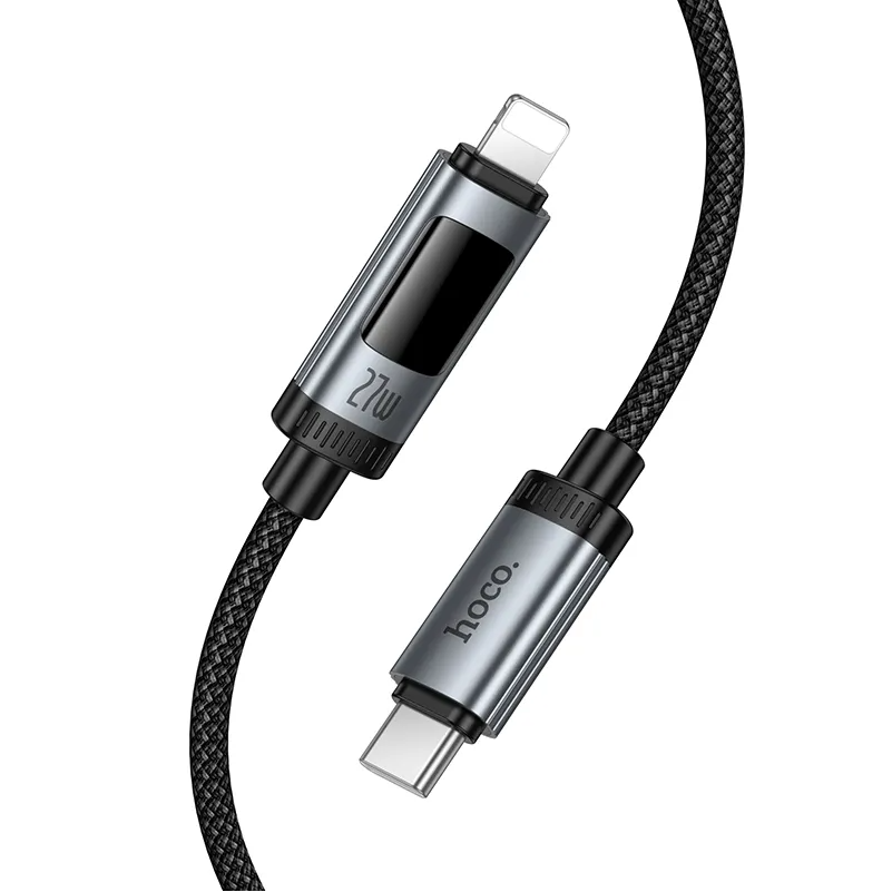 Câble de Données et de Charge USB-C - Lightning HOCO Display U148, 27W, 1.2m, Noir