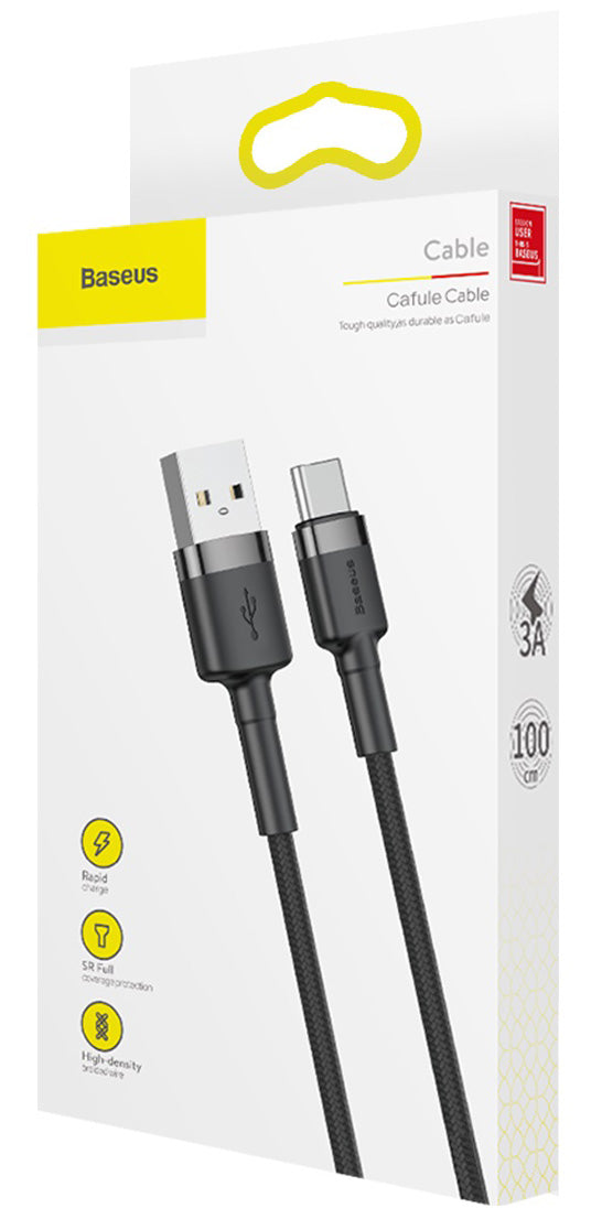 Câble de Données et de Charge USB-A - USB-C Baseus Cafule, 60W, 1m, Gris CATKLF-BG1