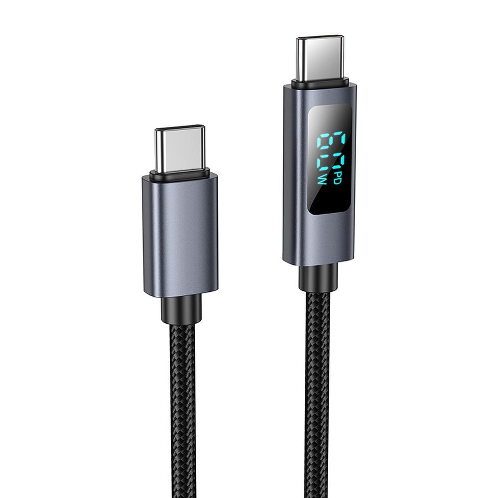 Câble de Données et de Charge USB-C - USB-C HOCO Display X112, 60W, 1m, Noir