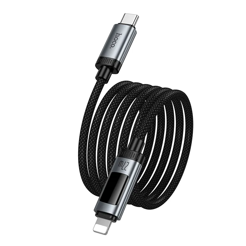 Câble de Données et de Charge USB-C - Lightning HOCO Display U148, 27W, 1.2m, Noir