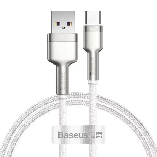 Câble de Données et de Charge USB-A - USB-C Baseus Cafule Metal Series, 66W, 2m, Blanc CAKF000202