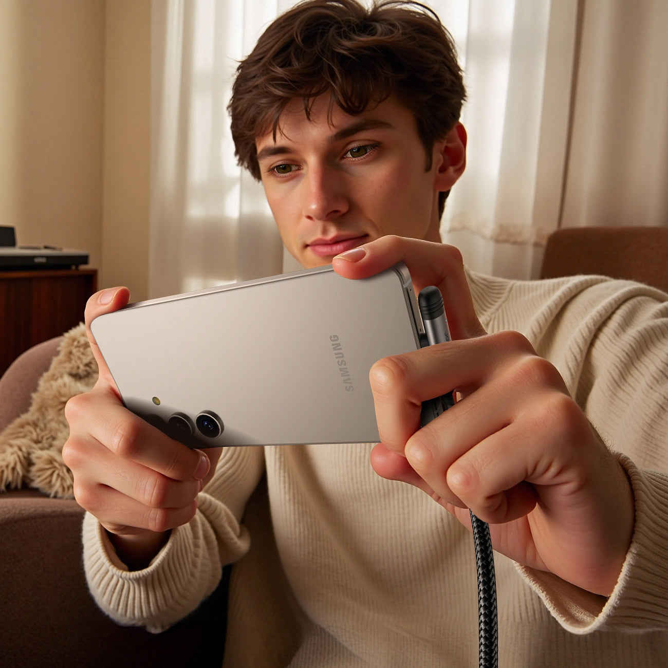 Câble de Données et de Charge USB-A - USB-C Joyroom S-A56 EnjoyX Angled, 20W, 1.2m, Noir