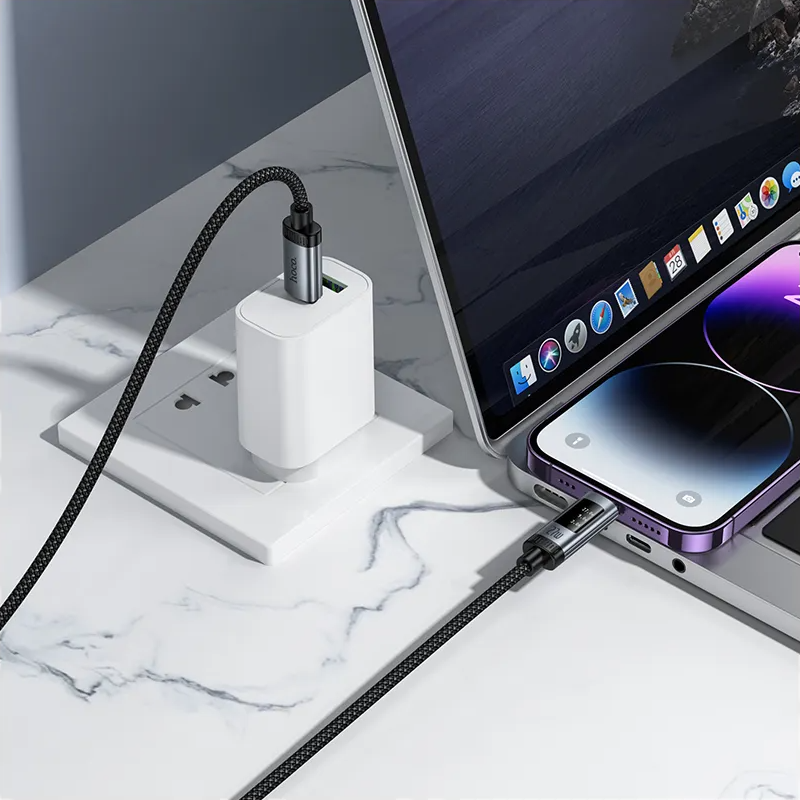 Câble de Données et de Charge USB-C - Lightning HOCO Display U148, 27W, 1.2m, Noir