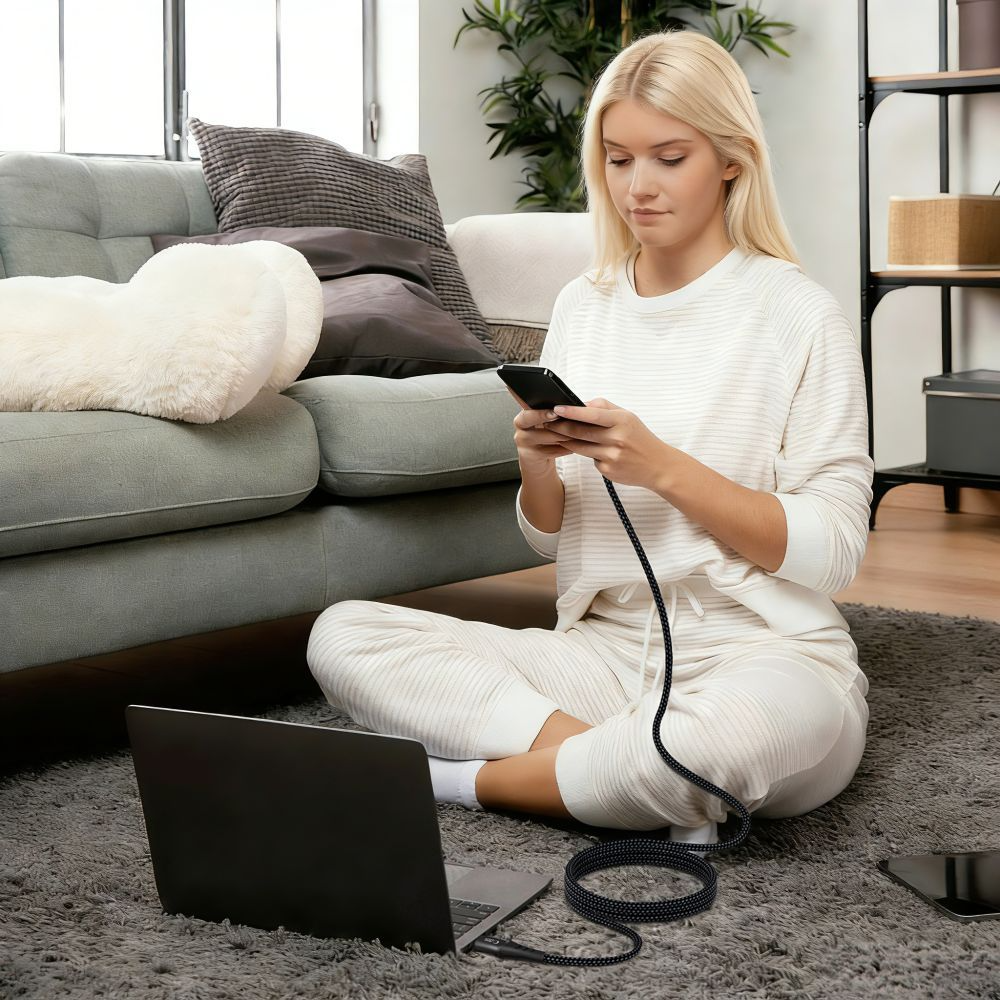 Câble de données et de charge USB-C - USB-C Tech-Protect UB11T Ultraboost, 100W, 2m, Noir