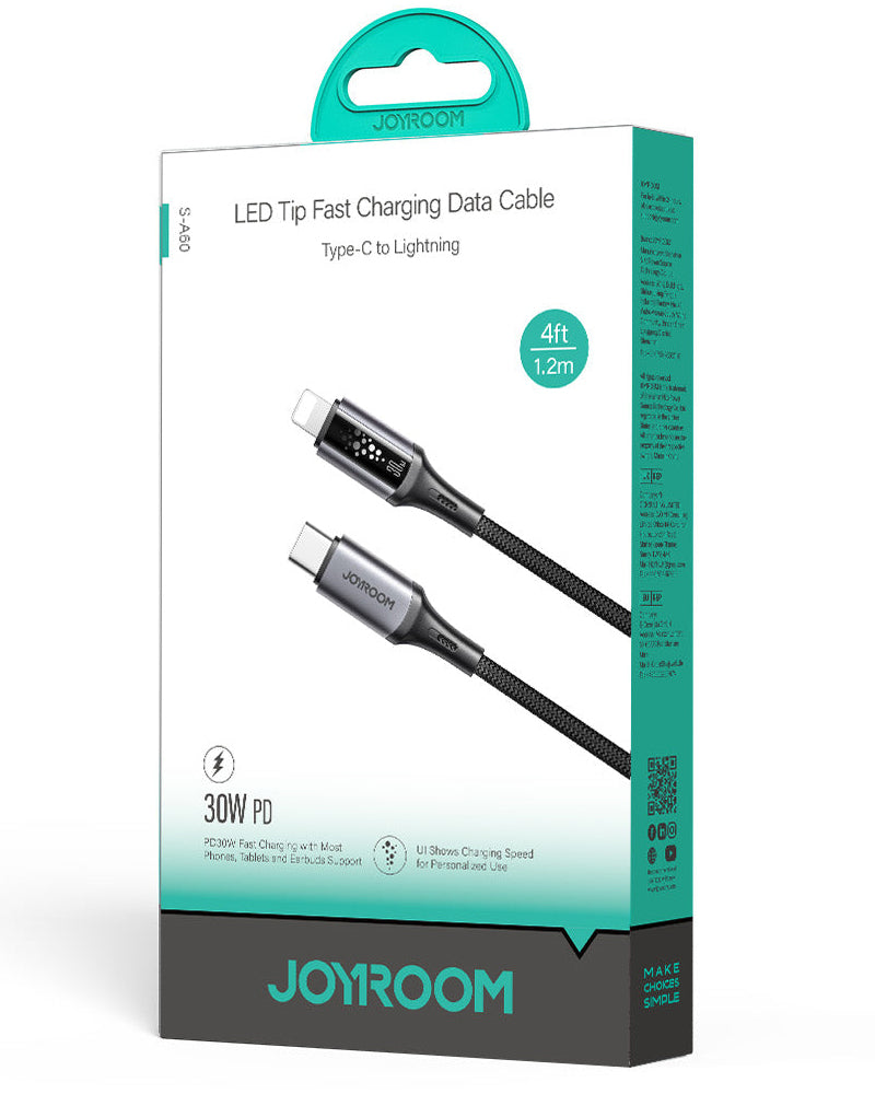 Câble de Données et de Charge USB-C - Lightning Joyroom S-A60 StarTalk, 30W, 1.2m, Noir