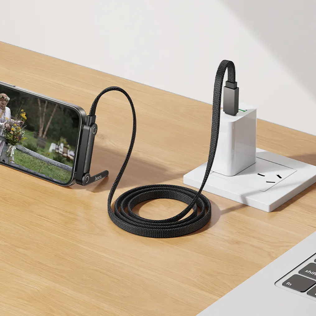 Câble de données et de charge USB-C - USB-C HOCO U150 Exquisite, 60W, 1,2m, Noir