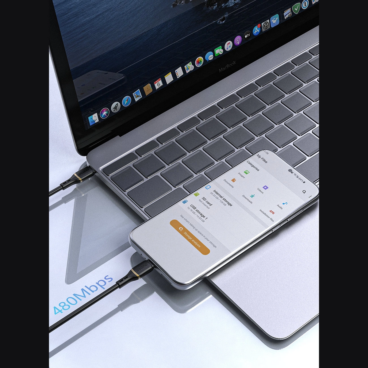 USB-C Data and Charging Cable - USB-C Dudao L25C, 30W, 1m, White