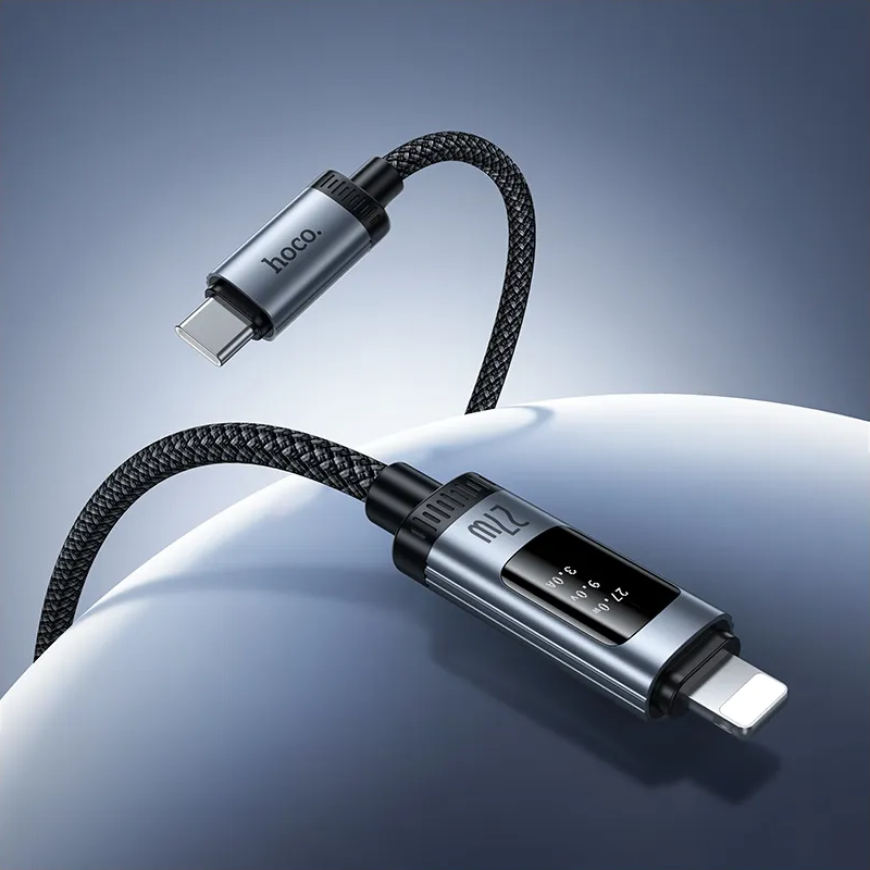 Câble de Données et de Charge USB-C - Lightning HOCO Display U148, 27W, 1.2m, Noir