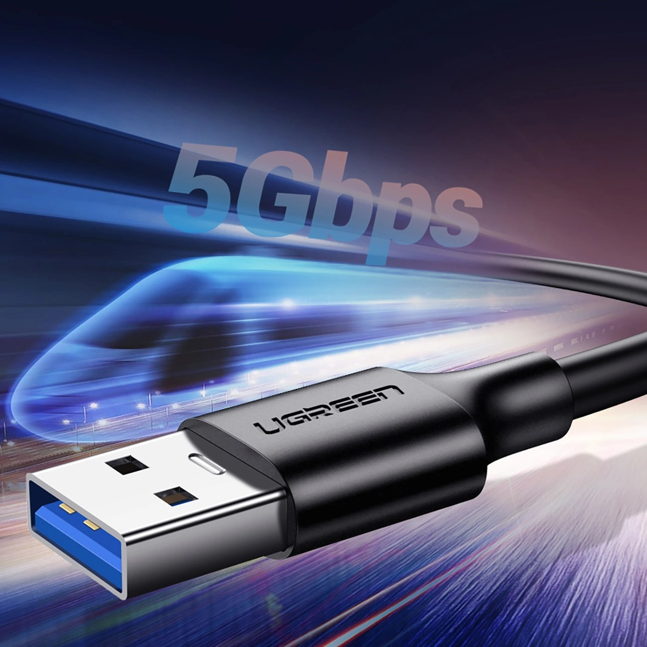 Câble de Données et de Charge USB-A - USB-C UGREEN US184, 18W, 0.5m, Noir