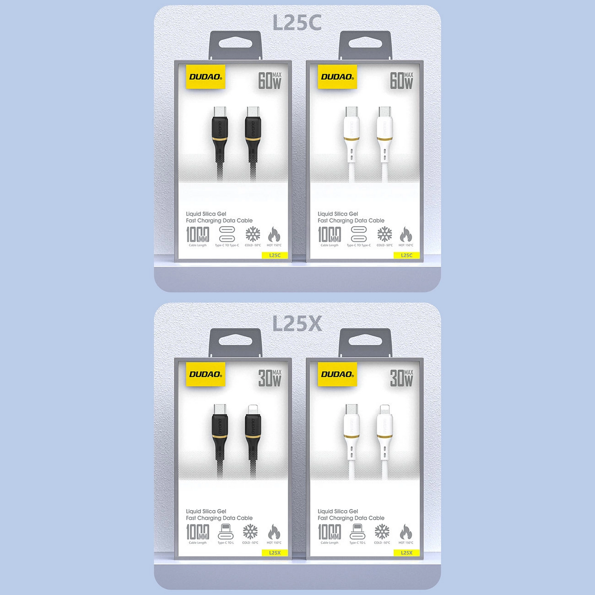 USB-C Data and Charging Cable - USB-C Dudao L25C, 30W, 1m, White