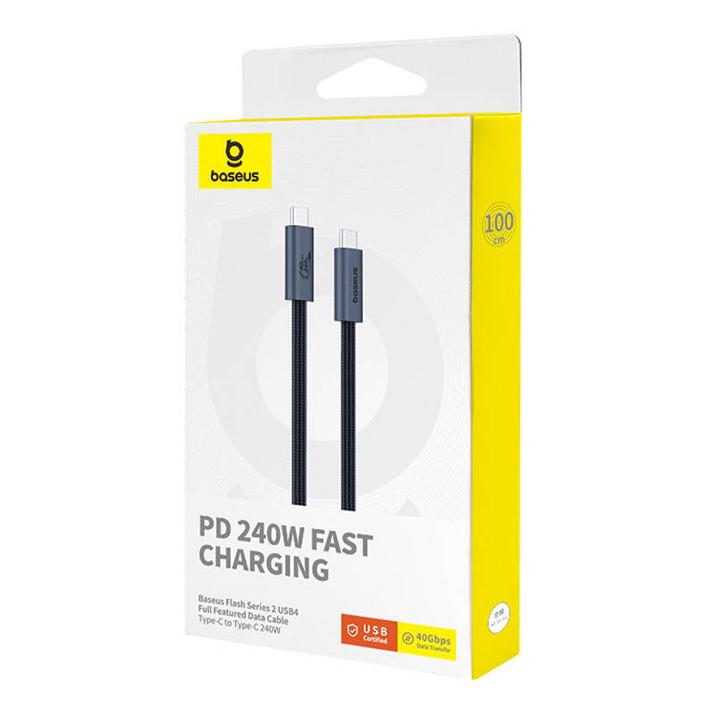 Câble de Données et de Charge USB-C - USB-C Baseus Flash Series II, 240W, 1m, Noir P10311803111-00