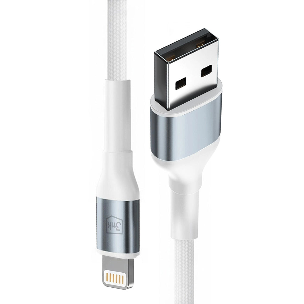 Câble de Données et de Charge USB-A - Lightning 3MK Hyper N, 12W, 2m, Blanc