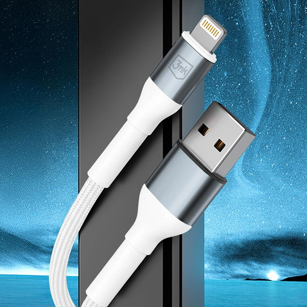 Câble de Données et de Charge USB-A - Lightning 3MK Hyper N, 12W, 2m, Blanc