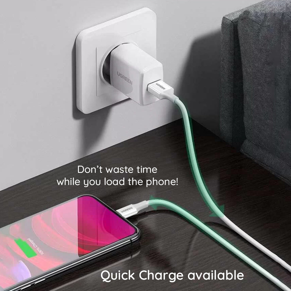 Câble de Données et de Charge USB-A - Lightning UGREEN 80823, 18W, 2m, Noir