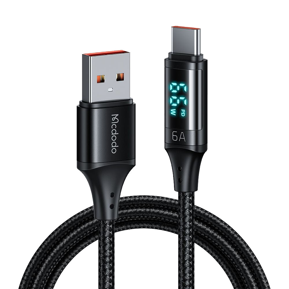 Câble de Données et de Charge USB-A - USB-C McDodo CA-1080 Display, 66W, 1.2m, Noir