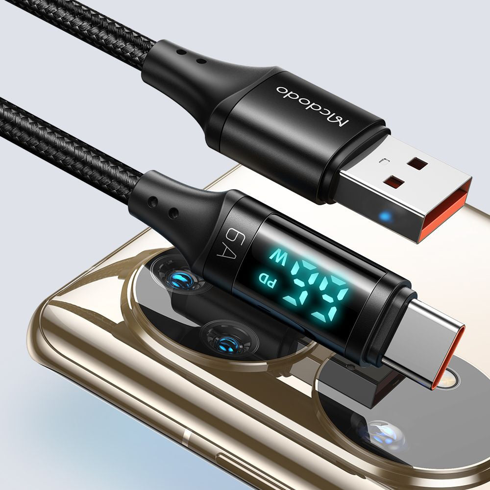 Câble de Données et de Charge USB-A - USB-C McDodo CA-1080 Display, 66W, 1.2m, Noir