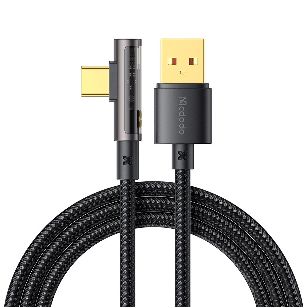 Câble de Données et de Charge USB-A - USB-C McDodo CA-3380 Angled, 100W, 1.2m, Noir