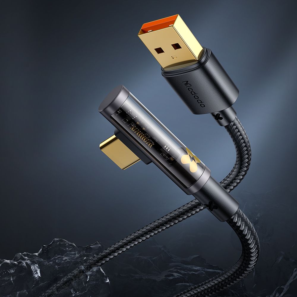 Câble de Données et de Charge USB-A - USB-C McDodo CA-3380 Angled, 100W, 1.2m, Noir