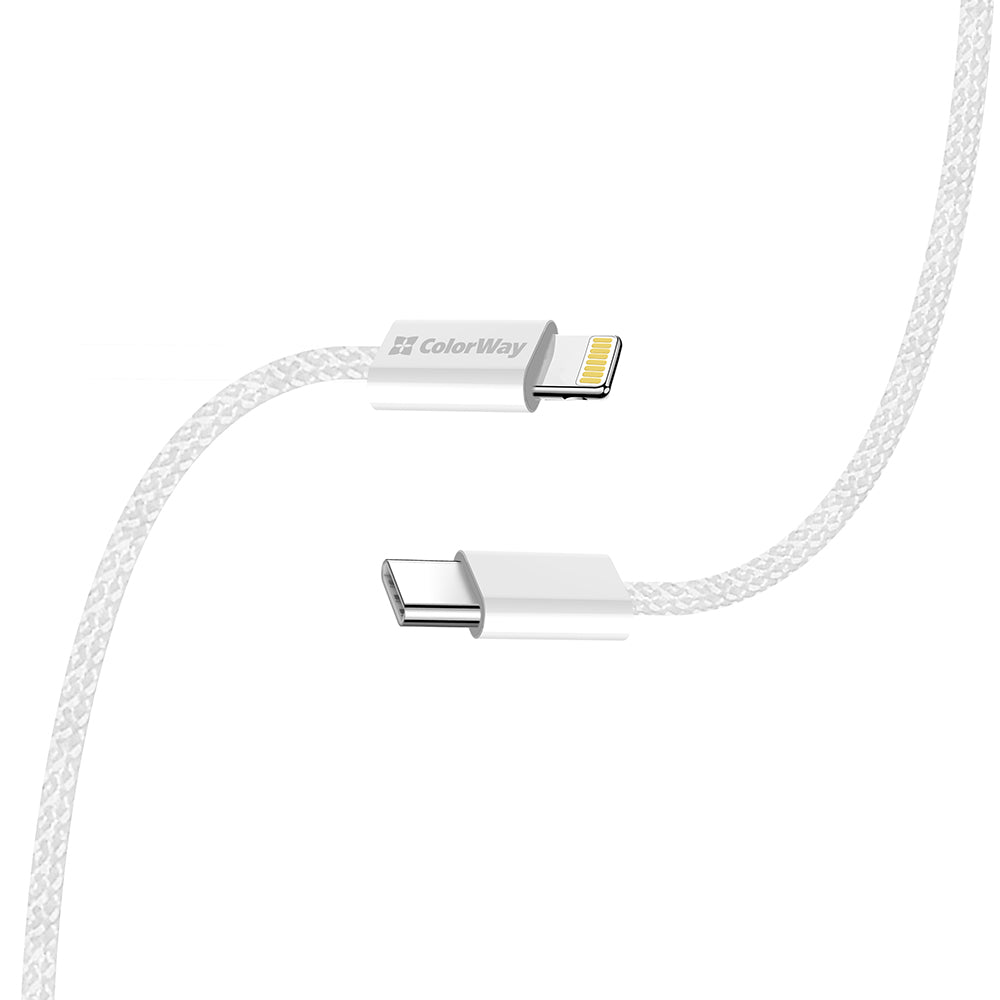 Câble de Données et de Charge USB-C - Lightning ColorWay CW-CBPDCL061, 27W, 1m, Gris