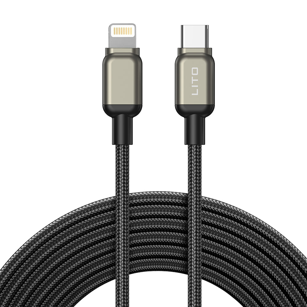 Câble de Données et de Charge USB-C - Lightning Lito LD17, 20W, 1m, Noir