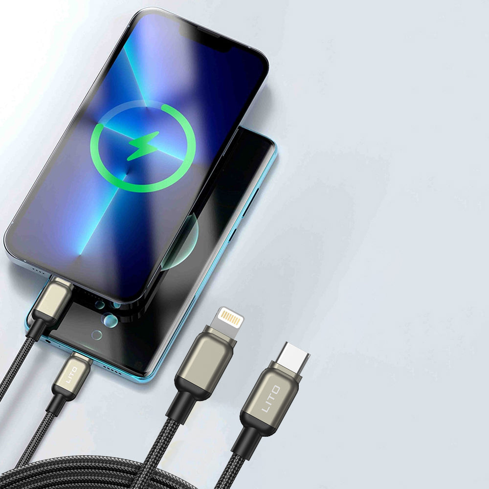 Câble de Données et de Charge USB-C - Lightning Lito LD17, 20W, 1m, Noir