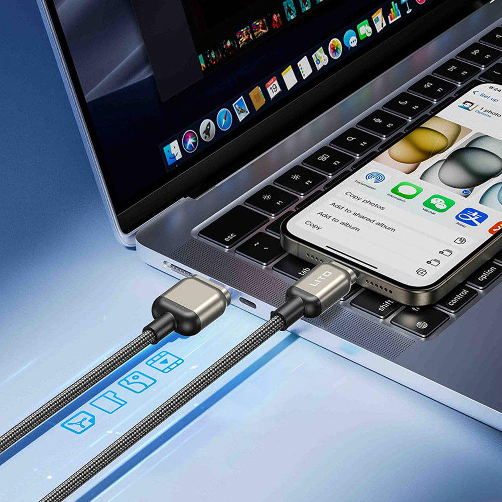 Câble de Données et de Charge USB-C - Lightning Lito LD17, 20W, 1m, Noir