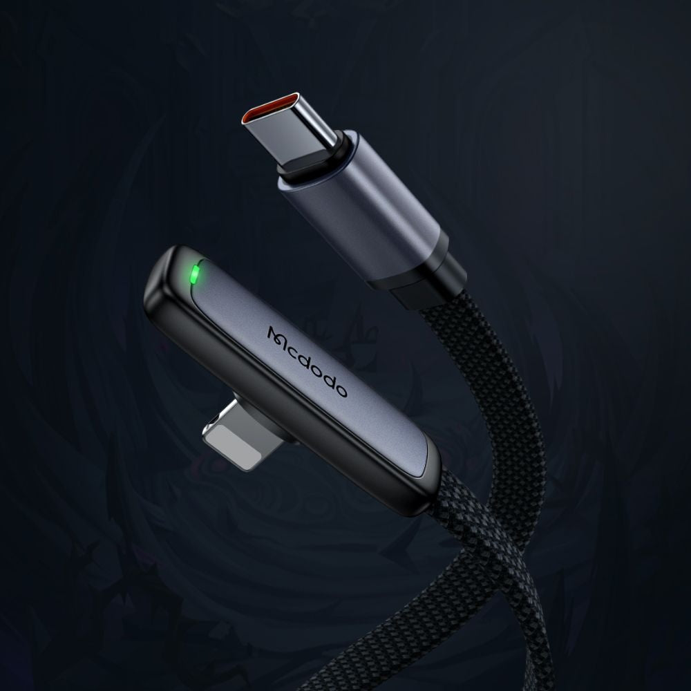 Câble de Données et de Charge USB-C - Lightning McDodo CA-3350 Angled, 36W, 1.2m, Noir
