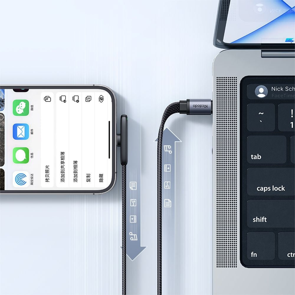 Câble de Données et de Charge USB-C - Lightning McDodo CA-3350 Angled, 36W, 1.2m, Noir