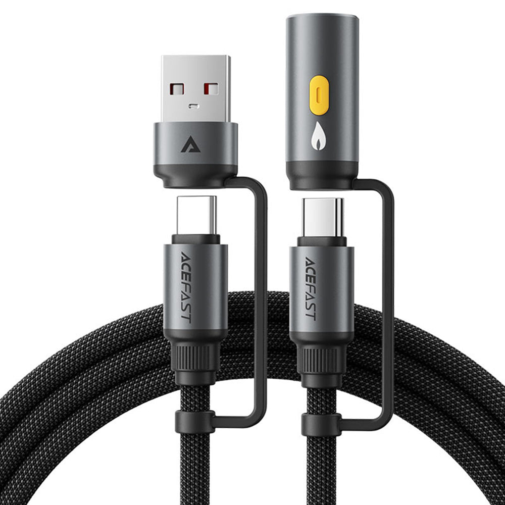 USB-C / USB-A Data and Charging Cable - USB-C / Acefast J6 Electric Lighter, 60W, 1.2m, Black