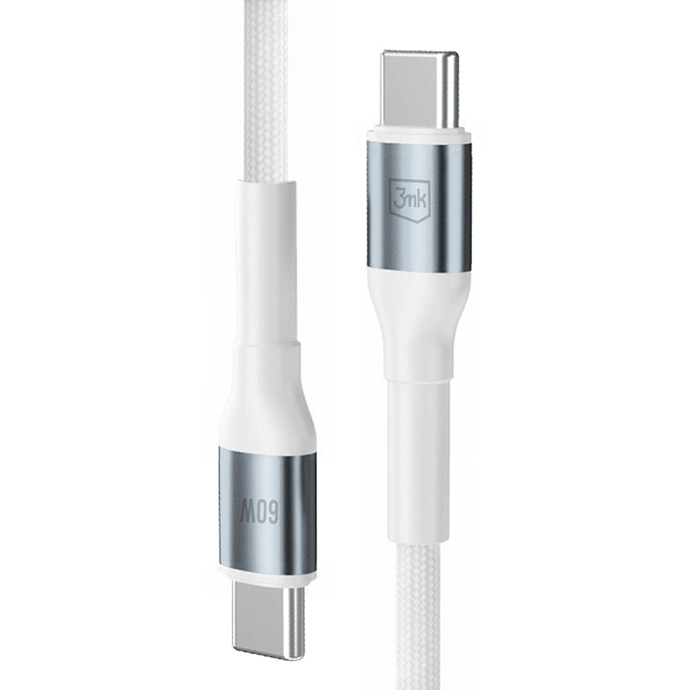 Câble de Données et de Charge USB-C - USB-C 3MK Hyper N, 60W, 1m, Blanc