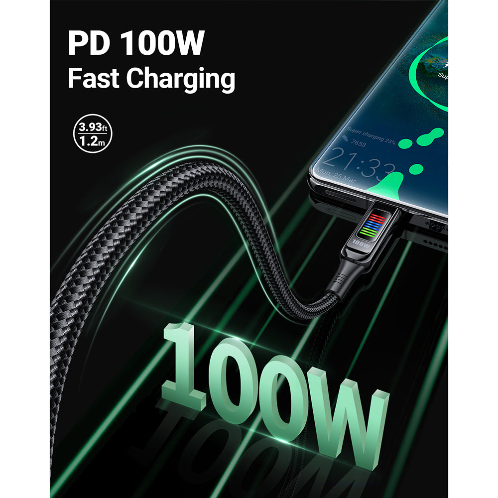 Câble de Données et de Charge USB-C - USB-C Acefast C7-03, 100W, 1.2m, Noir